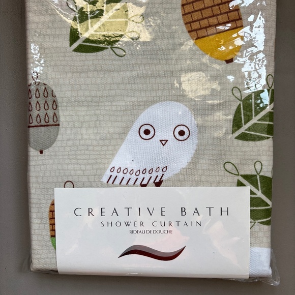NIB Give a Hoot Shower Curtain and Hand Towel Cute Whimsy Fall Wildlife Decor - Picture 6 of 9